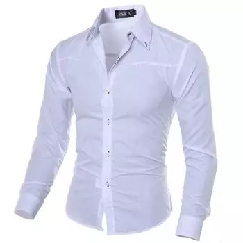 Solid Casual Fashion Color Soft Men Shirt Long Sleeve Slim Fit Hot Sale TagXL=US M