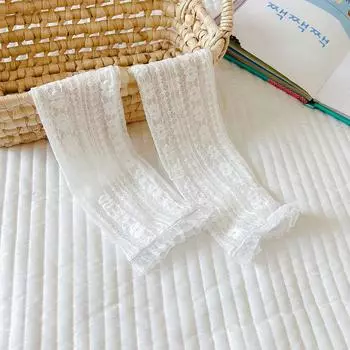 Solid Color Baby Girl Lace Socks Summer Mesh Princess Long Sock Cute Ruffle Breathable Thin Knee High Socks Sox 0-3Y