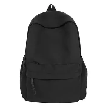 Solid Color Backpack Large Capacity Student School Bag College Style Backpack чёрный