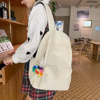 Однотонный рюкзак с надписью «College Style Student» большой емкости для школьников синий