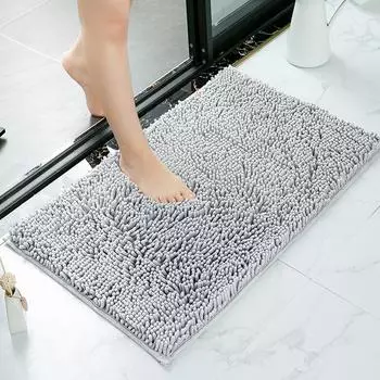 Однотонный впитывающий коврик для ванной комнаты из шенилла, коврик для двери в ванную, нескользящий коврик для ванной, одеяло для двери в туалет 40*60CM