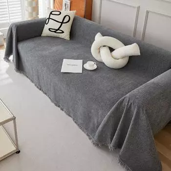 Solid Color Chenille Sofa Towel Full Cover Sofa Cushion Cover Cloth Cover Towel Sofa Cover Cover Four Seasons General Purpose 130x180cm темно серый