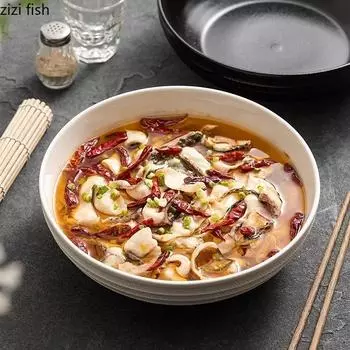 Solid Color High-capacity Ceramic Bowl Salad Bowl Dessert Snack Bowl Pasta Bowls Soup Bowls Restaurant Specialty Tableware