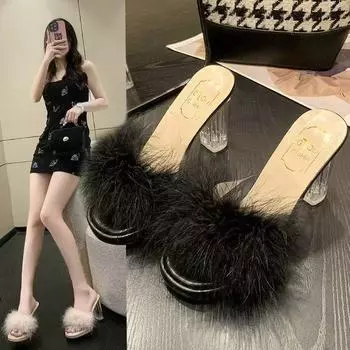 Solid color high-heeled fashion shoes, light-mouth sandals, women s 2025 super large size 42 summer height increase, long standing is not tired, coo 35