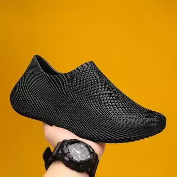 Однотонные туфли с дырочками для пар, носящих пляжные сандалии, нескользящие спортивные повседневные тапочки для мужчин 36 хаки