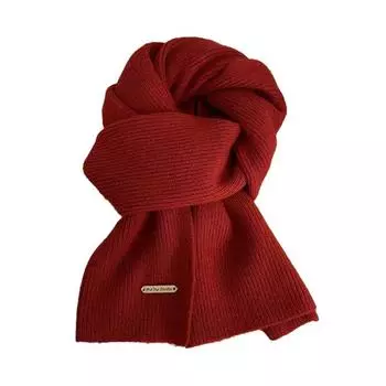 Solid Color Knit Scarf Woolen Neckerchief Fake Collar Cross Scarf Women Men Red1