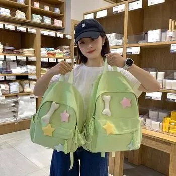 Однотонный школьный рюкзак для студентов, легкий рюкзак в стиле колледжа для девочек Small чёрный