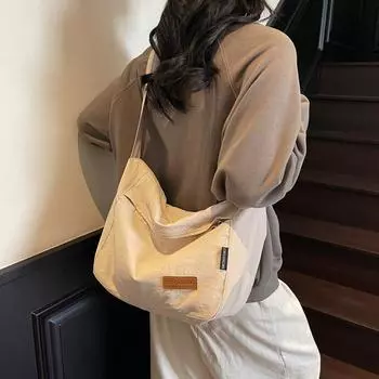 Однотонная сумка через плечо из нейлона, спортивная сумка через плечо, женская сумка-тоут для поездок на работу бежевый