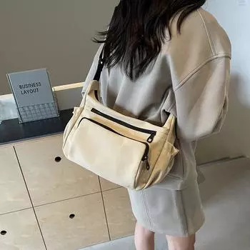 Однотонная женская сумка через плечо, большая вместимость, сумка через плечо чёрный