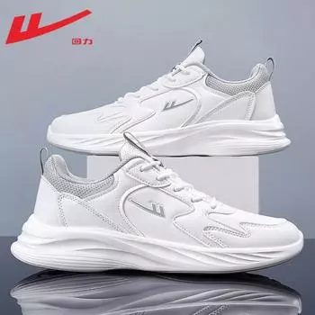 Solid color simple white shoes thick sole comfortable young leather sports shoes lace up business travel work shoes 38