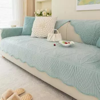 Solid Color Sofa Cover Mat Simple Warmth Sofa Cushion for Living Room Short Plush Warm Couch Protector Universal Anti-slip 70x70 A