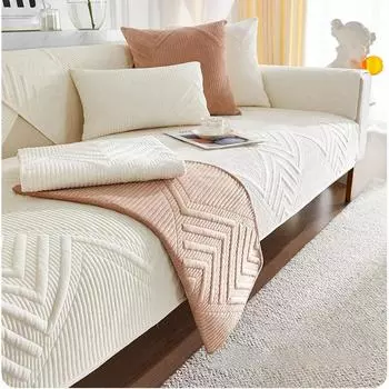 Solid Color Sofa Cover Mat Soft Plush Couch Slipcovers for Living Room Non-Slip Universal Sofa Cushion Armrest Back Towel Decor 70x70 A