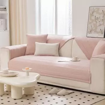 Solid Color Sofa Cushion Four Seasons Korean Style Small Fresh Pure Cotton Fabric Non-slip Cotton Cushion Universal Sofa Cover Cover 70*70