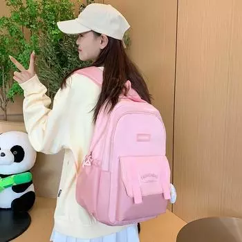 Однотонный рюкзак Splicing Backpack 2024 года, новый модный тренд для средней и старшей школы, студенческий рюкзак, повседневный универсальный рюкзак only bag