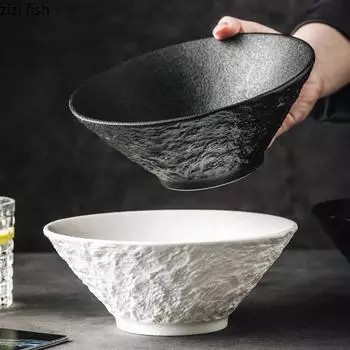 Solid Color Stone Patterned Ceramic Bowl Pasta Bowl Thick Soup Bowl Salad Bowls Dessert Bowls Restaurant Specialty Tableware