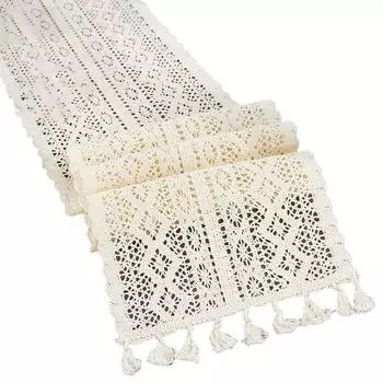 Solid Color Table Banner Delicate Texture Useful Hollow Multipurpose Decorative Table Cloth 24*140cm