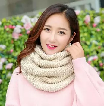 Solid Color Thick Knit Scarf for Women Autumn Winter Korean Style Warm Neckwear Scarf
