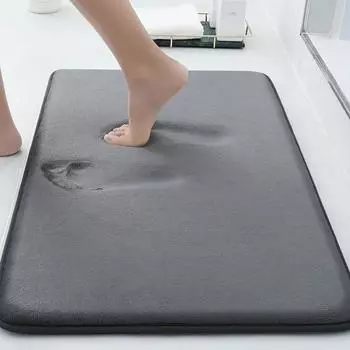 Solid color thickened flannel bathroom absorbent cushion furry toilet shower room non-slip floor mat entrance mat 400MMx600MM абрикосовый