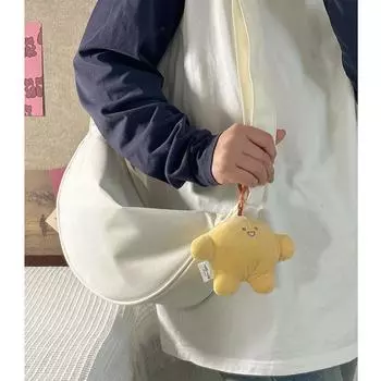 Solid Color Unprinted Dumpling Bag Women S Red Messenger Bag Casual Small Satchel Simple Canvas Bag Semi-Round Commuter Shoulder Bag