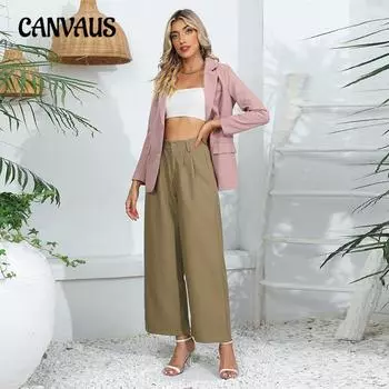 Однотонные женские брюки с высокой талией в стиле OL для пригородных поездок M чёрный