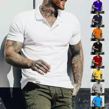 Однотонные тонкие поло, повседневные спортивные летние рубашки поло с лацканами, узкие футболки с короткими рукавами для мужчин S белый