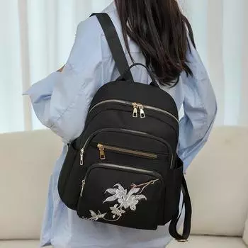 Твердые модные рюкзаки на шнурке, вместительные нейлоновые универсальные женские сумки с вышивкой