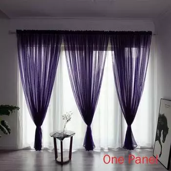 Solid Elegant Sheer Panel Window Curtain All Sizes All Colors 1 Panel Dark Purple,100*200cm/39.4*78.7in