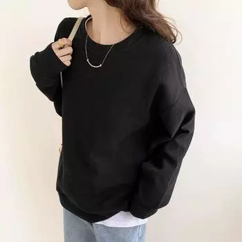 Solid Long Sleeved T Shirts O-Neck Classic Pullovers Tops Fashion Sweatshirt Women Spring Autumn L серый