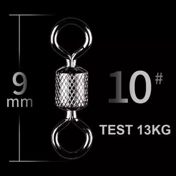 Solid Rings Safety Snap Fishing Swivels Fishing Hook Connector Ball Bearing Swivel Rolling Swivel 10(9mm Test 13kg)