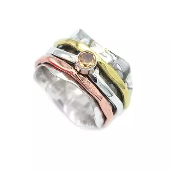 Solid Silver Brass Ring Solid Sprinner Thumb Stone Ring Natural Citrine Gemstone 6.5 Gms 5