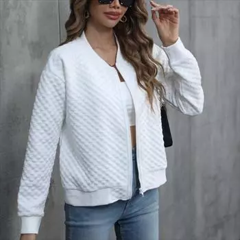 Solid Simple куртка-бомбер, повседневная верхняя одежда с длинным рукавом на молнии, женская одежда XXL чёрный