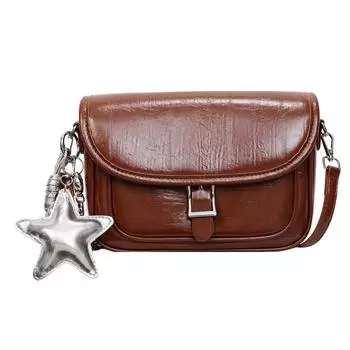 Solid Square Women Crossbody Bags Fabric Strap Small Crossbody Bag Ladies Fashion Handbags Zipper Leather Women Shoulder Bags коричневый