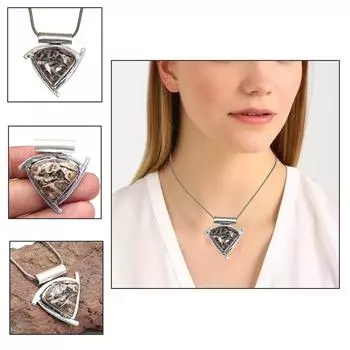 SOLID STERLING SILVER TURTELLA JASPER INCH PENDANT Jasper Turtella Silver