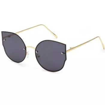 Solid Sunglasses For Women And Men Fashion Metal Sunglasses Cat-eye Glasses Simple Irregular Rimless Gold Black Frame
