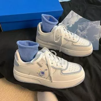 Однотонные белые туфли весна и осень новые женские повседневные белые туфли с круглым носком на плоской подошве студенческие белые туфли 35