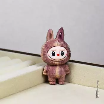 Solid Wood Carving Cartoon Cute Elf Figure Doll Desktop Handle Craft Ornament