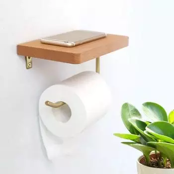 Solid Wood Paper Towel Holder Restroom Punch-free Wall Mounted Tissue Holder Bathroom Accessories Toilet Paper Holder Stand