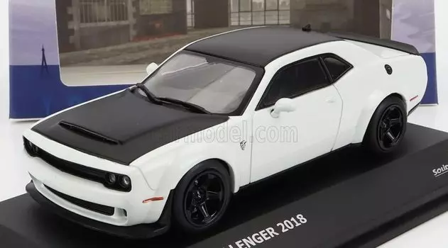 Солидный американский автомобиль Dodge Challenger Mini Car DODGE CHALLENGER SRT DEMON V8 COUPE 2018 1/43 6.2L (Белый черный) [Элемент] белый