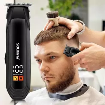 SOLIMPIA Профессиональная машинка для стрижки волос Триммер для бороды Электрический триммер для волос Беспроводная бритва Бритва чёрный