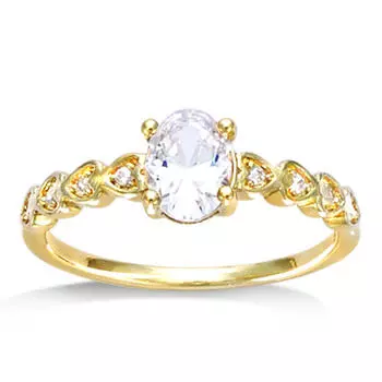 Solitaire Plaqu Or Sissi blanc dor - 7x5 mm