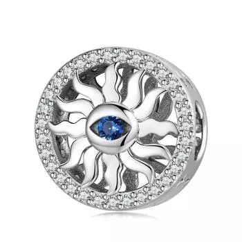 Солнце Дьявольский глаз S925 стерлингового серебра простое серебро бисер мода личность ожерелье браслет Diy аксессуары бусины