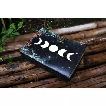 Солнце и Луна. Ручной работы. Журнал из декеля для мужчин и женщин. Записная книжка для путешествий. Книга стихов.. NEW 7 x 5 in чёрный