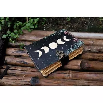 Солнце и Луна. Ручной работы. Журнал из декеля для мужчин и женщин. Записная книжка для путешествий. Книга стихов.. NEW 7 x 5 in чёрный