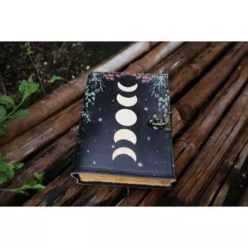 Солнце и Луна. Ручной работы. Журнал из декеля для мужчин и женщин. Записная книжка для путешествий. Книга стихов.. NEW 7 x 5 in чёрный