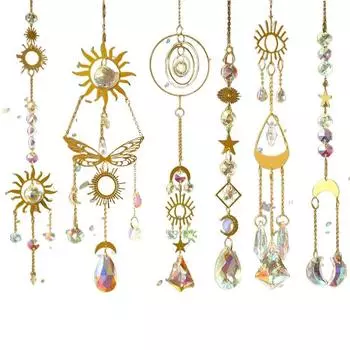 Солнце, Луна, Звезда, Кристалл, Ловец Солнца, Радуга, Призма, Витраж, Подвесной Ветер, Украшения для вечеринки, Балкона, Двора, Комнаты, Подвесной Декор