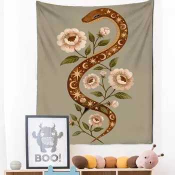 Солнце Луна Звезда Таро Гобелен Настенный Астрология Гадание Колдовство Хиппи Богиня Растение Цветок Спальня Домашний Декор 95x70cm