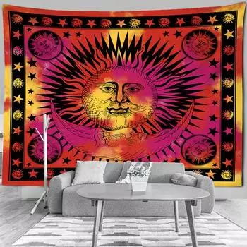 Солнце, Луна, звезды, Таро, гобелен, настенный гобелен, абстрактное искусство, хиппи, тапиз, колдовство, таинственное общежитие, домашний декор 95x73CM