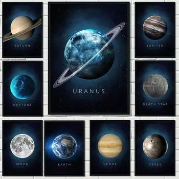 Солнце Венера Сатурн Марс Земля Плутон планета настенная живопись на холсте плакаты на скандинавскую тему и принты настенные панно для декора гостиной 21x30cm No Framed