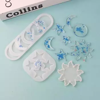 Солнце Звезды Луна DIY Брелок Подвеска Силиконовые Формы Набор Кристаллов Формы Для Эпоксидной Смолы Подвески Изготовление Ювелирных Изделий Кристалл Капля Клей Плесень Смола Планета Подвеска sun