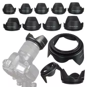 Солнцезащитная бленда с резьбой для зеркальной фотокамеры Nikon Canon Sony Fuji Olympus 49 мм 52 мм 55 мм 58 мм 62 мм 67 мм 72 мм 77 мм 82 мм